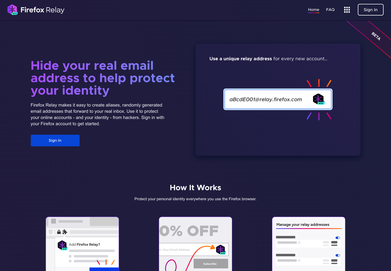 Firefox Relay 隐藏真实 Email 地址，产生可自动转发的匿名邮件
